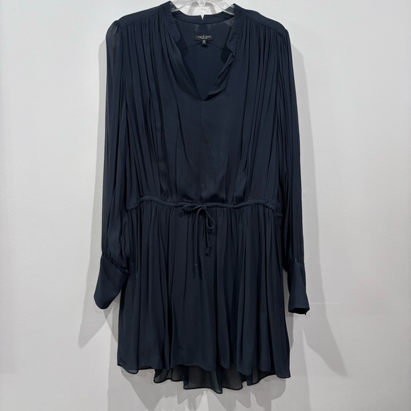 Rag & Bone Salute Carly Black Long sleeve Drawstring Waist Dress Size M - Picture 9 of 16